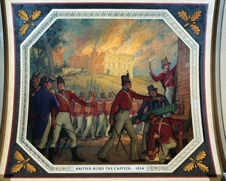 British burn the Capitol, a mural by Allyn Cox in the U.S. Capitol. (Photo: Architect of the Capitol via Wikipedia)
