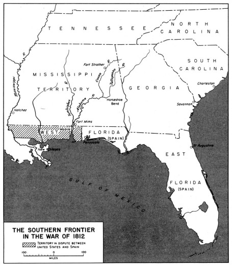 The Southern Frontier 1812-1815 (Map: U.S. Army Office of Military History) 