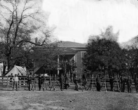 Union soldiers at the courthouse in April 1865 (Photo by Timothy O'Sullivan via wikipedia)